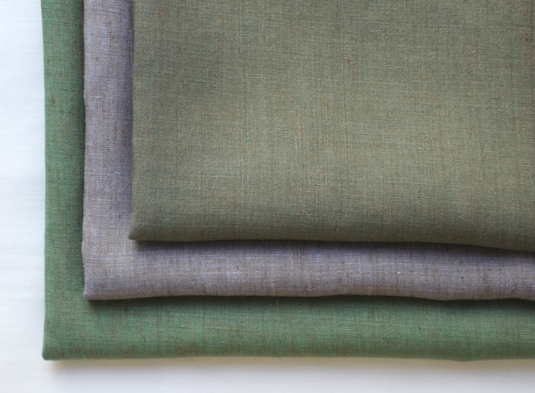 LINNETシャンブレイハンカチーフカット<br />アンティ-クグリ-ン